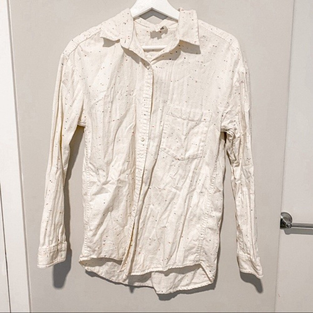 Wilfred Free Shirt Cream Confetti Speckled Long Sleeve Collared Button Down Top